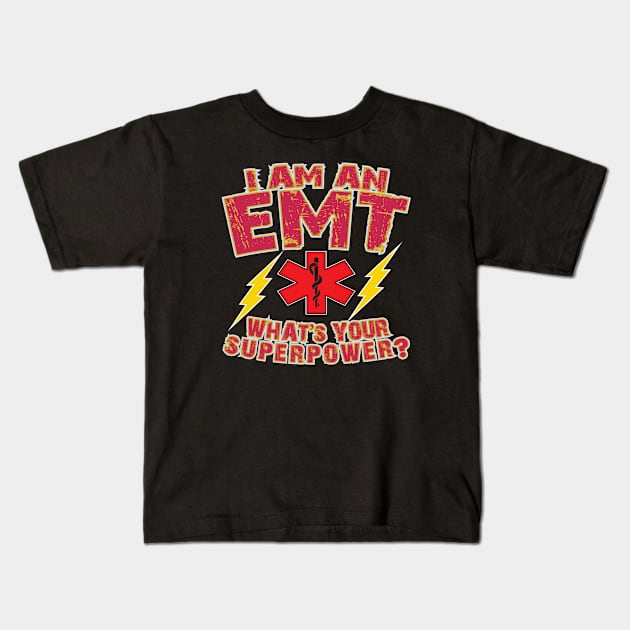 EMT Superhero, Paramedic Profession Kids T-Shirt by Cor Designs